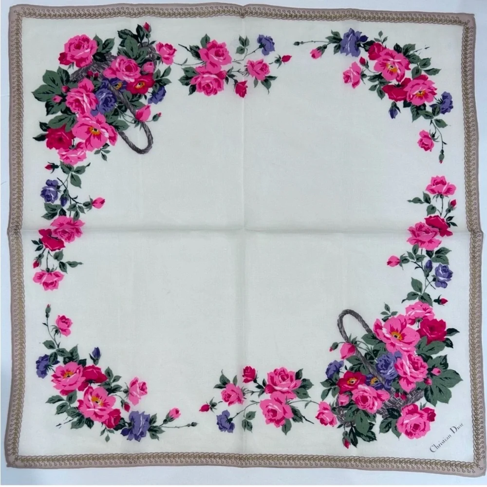 Christian Dior 100% Cotton Handkerchief or Scarf, faint blemish